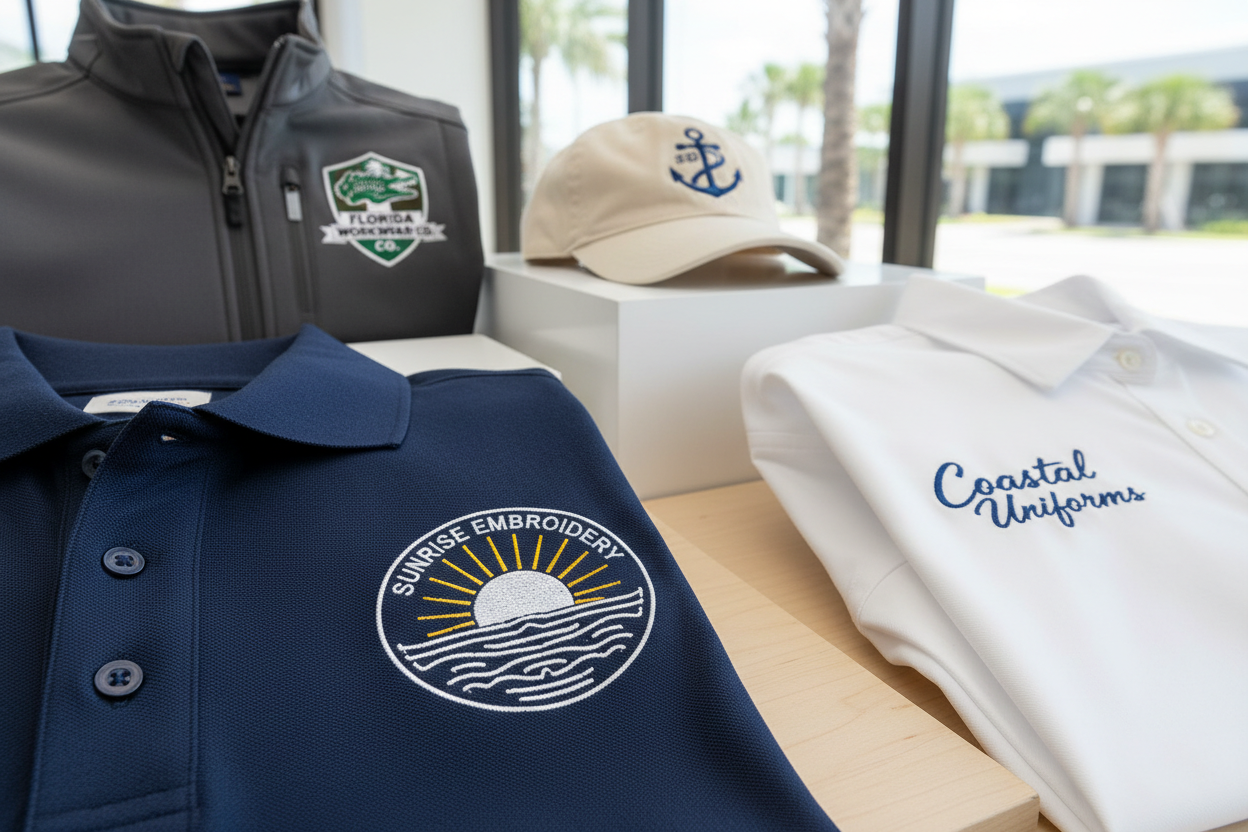 Embroidery is one of the most elegant and durable branding methods in the apparel industry, offering a premium and professional finish for workwear and custom garments. Our embroidery services in Florida help businesses enhance their brand identity with clean, high-quality stitching that looks polished and lasts for years.

Embroidered logos and designs create a strong visual impact while giving uniforms a cohesive, upscale appearance. This makes embroidery an ideal choice for companies that want to stand o